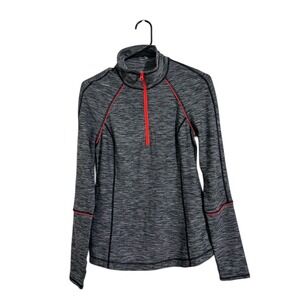 Z by Zella Space Dye Quarter Zip Athletic Pullover Gray Orange Women's Size S